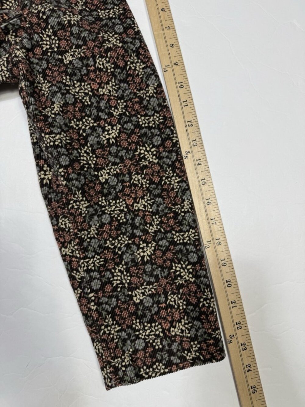 LL Bean Womens Blazer 18 Petite Brown Floral Corduroy Button Jacket Pockets - Picture 11 of 12